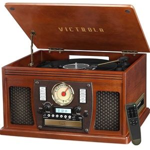 Turntable, Cassette, CD, Recorder, it will burn Albums, cassettes, or CDs.